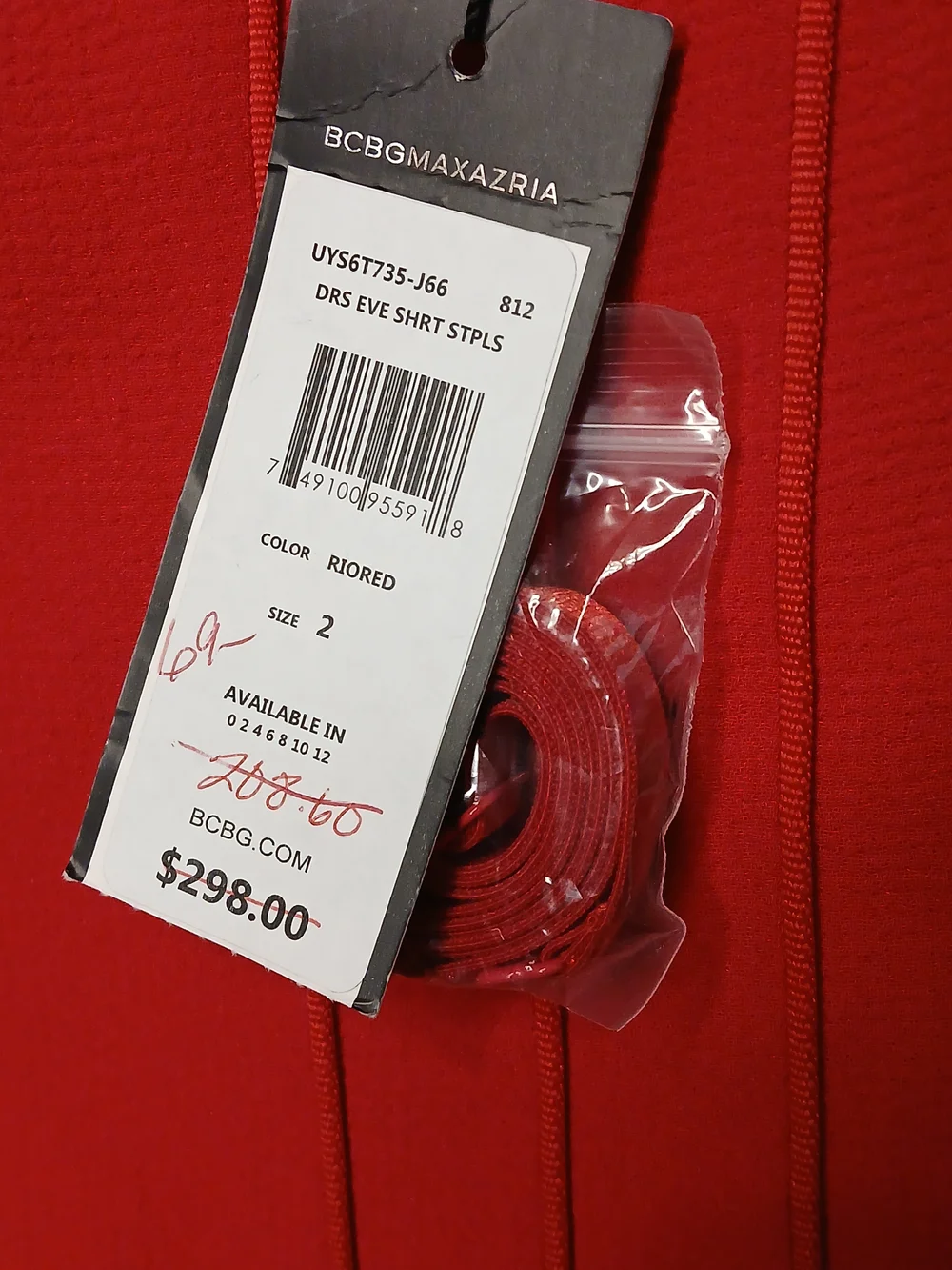BCBGMaxAzria Strapless Red Mini Dress with Cutout - Picture 4 of 5